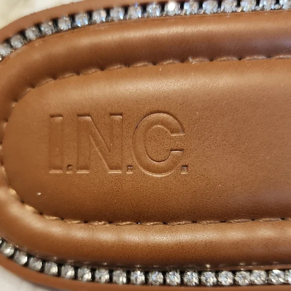 INC International Concepts Tan Woven Sandals with Crystal Accents - Picture 9 of 10